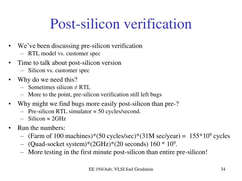 post silicon verification