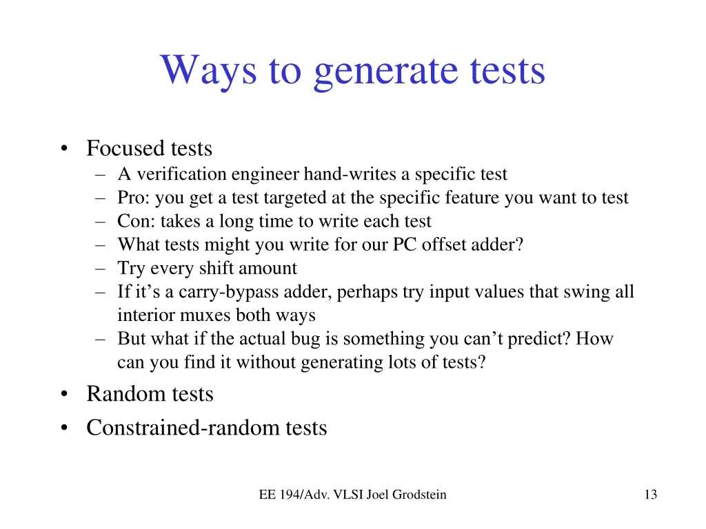 ways to generate tests