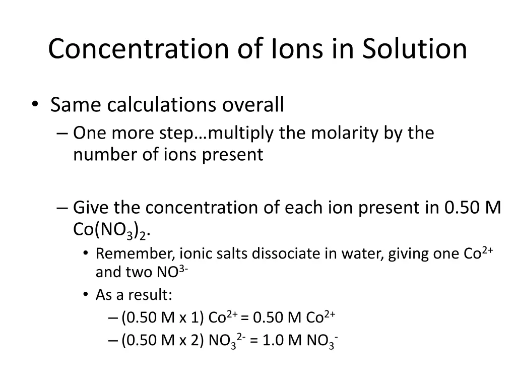 concentration of ions in solution 1