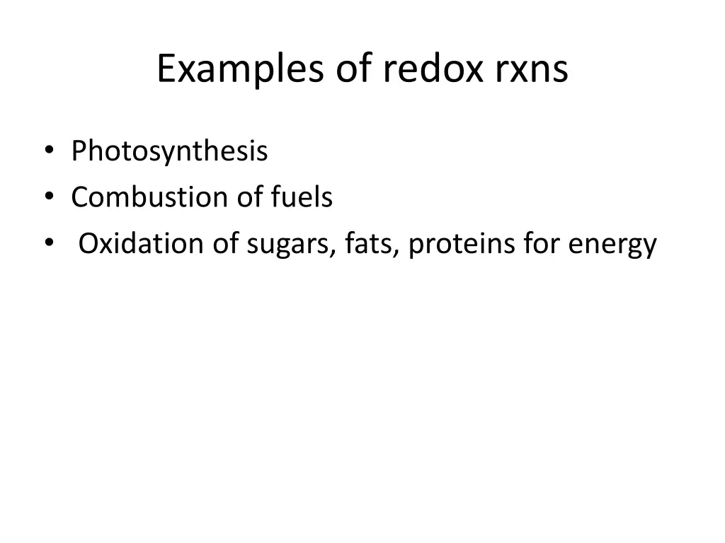 examples of redox rxns
