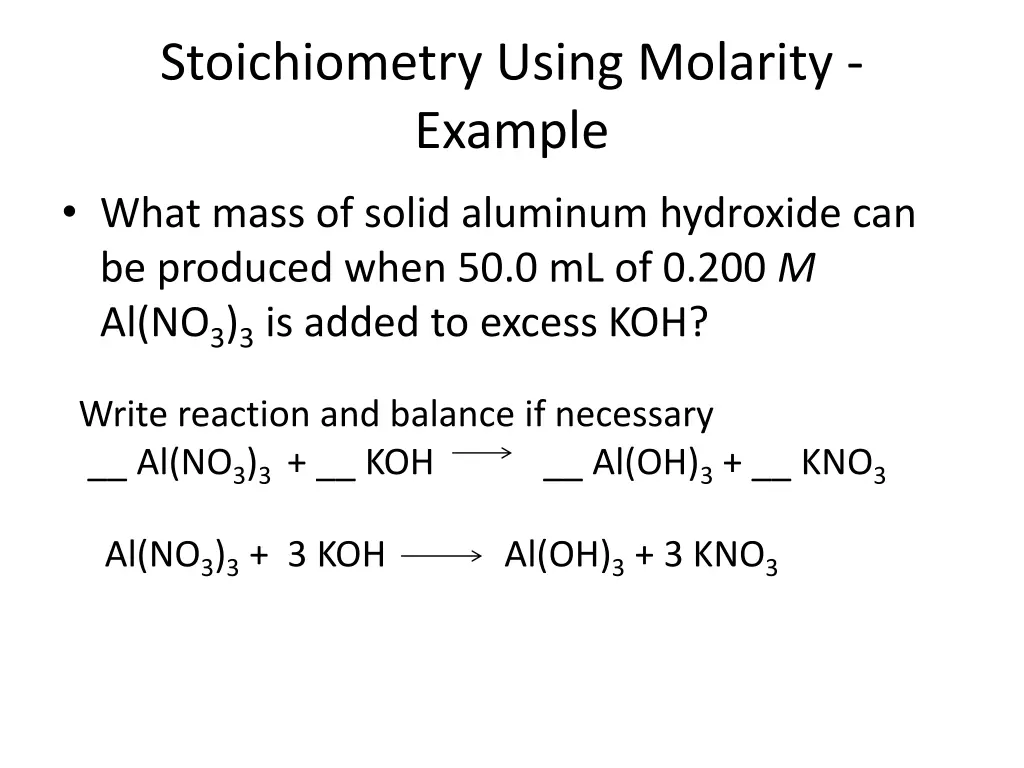 stoichiometry using molarity example