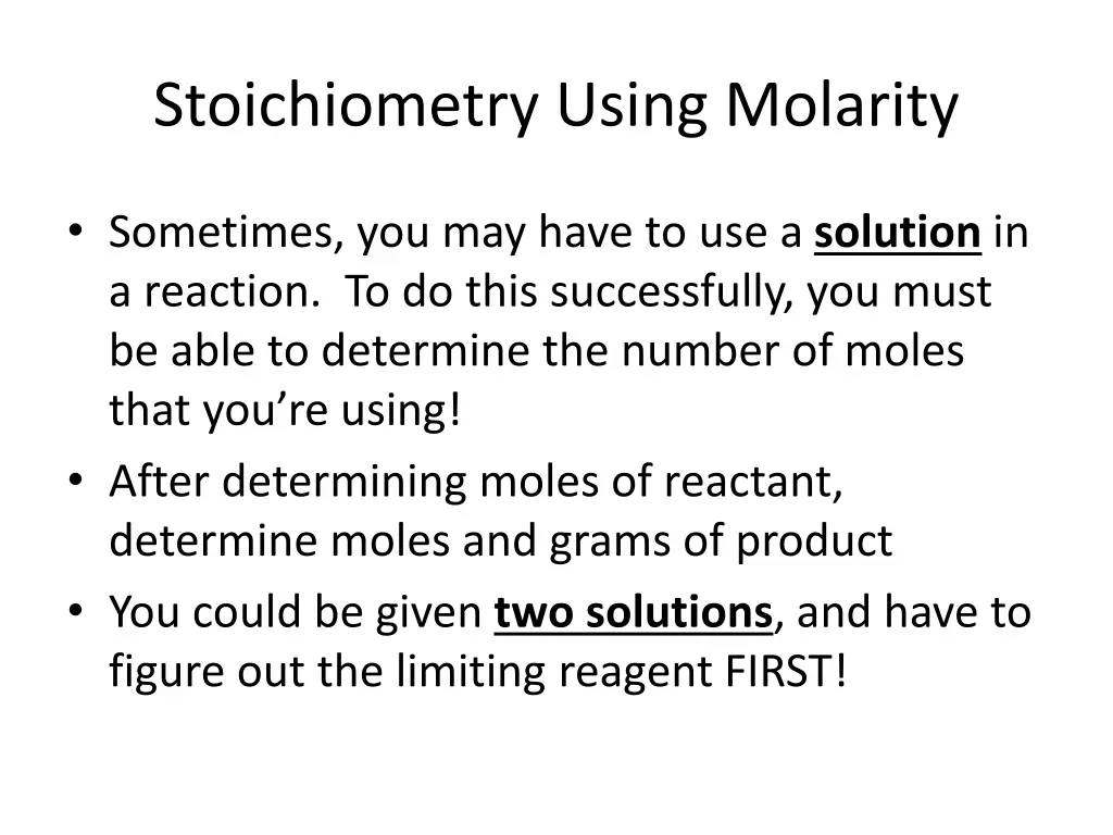 stoichiometry using molarity