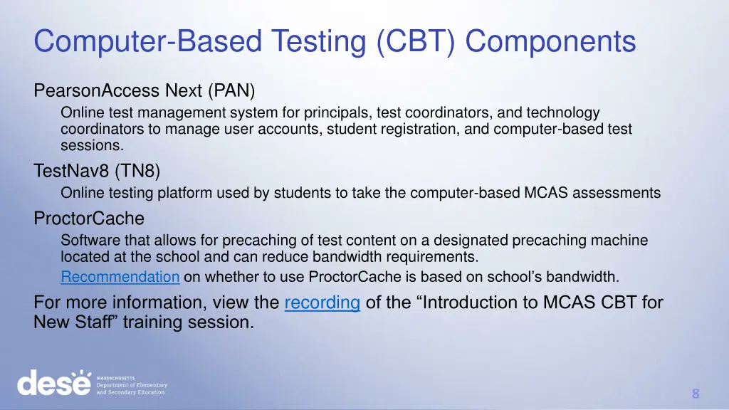 computer based testing cbt components