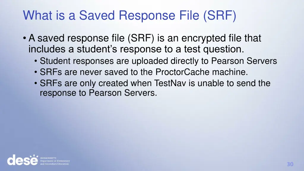 what is a saved response file srf