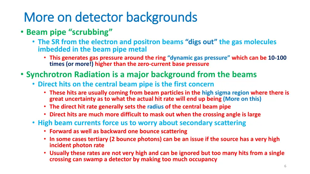 more on detector backgrounds more on detector