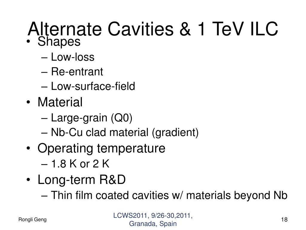 alternate cavities 1 tev ilc shapes low loss