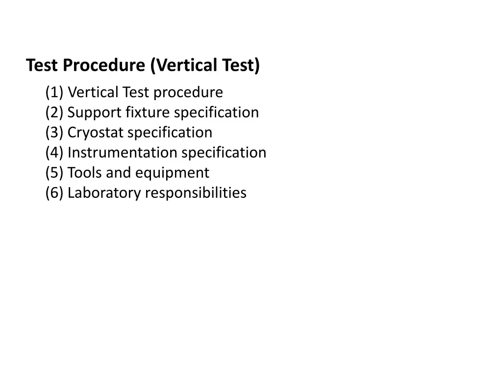 test procedure vertical test