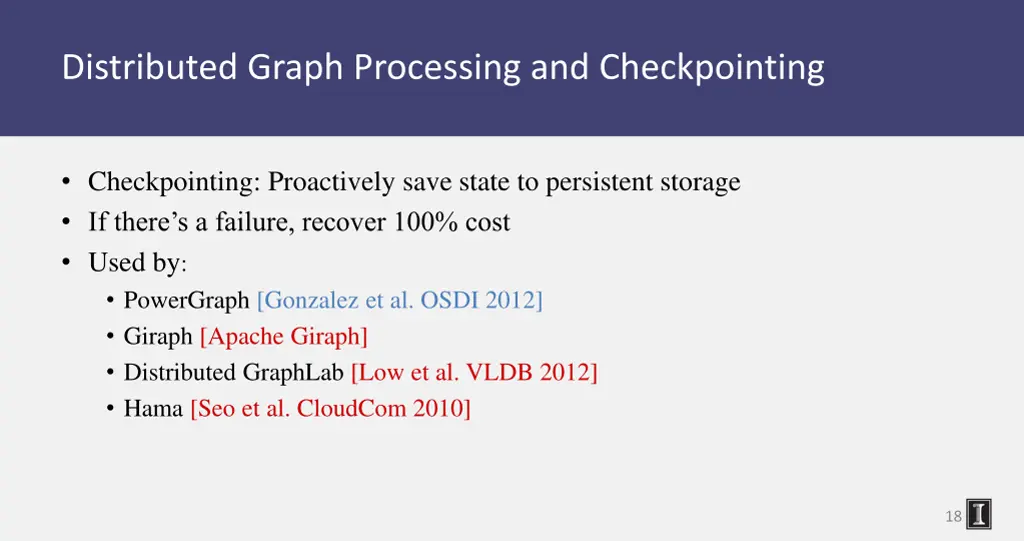 distributed graph processing and checkpointing