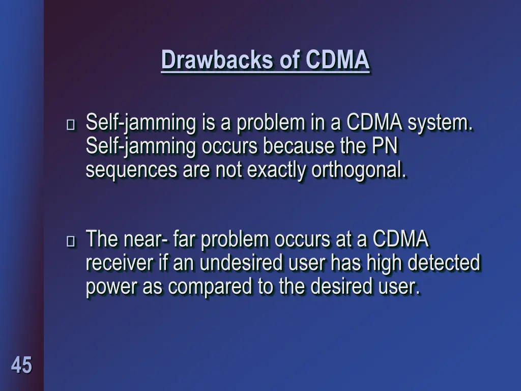 drawbacks of cdma