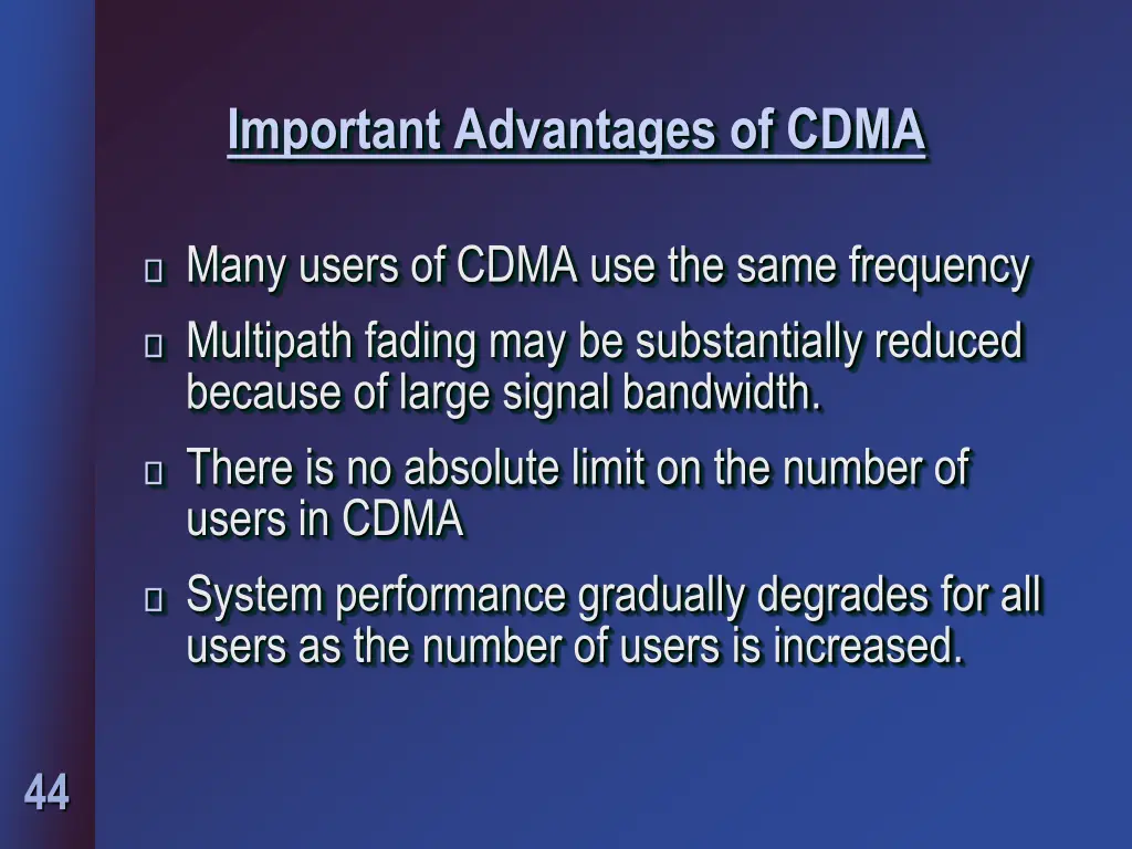 important advantages of cdma