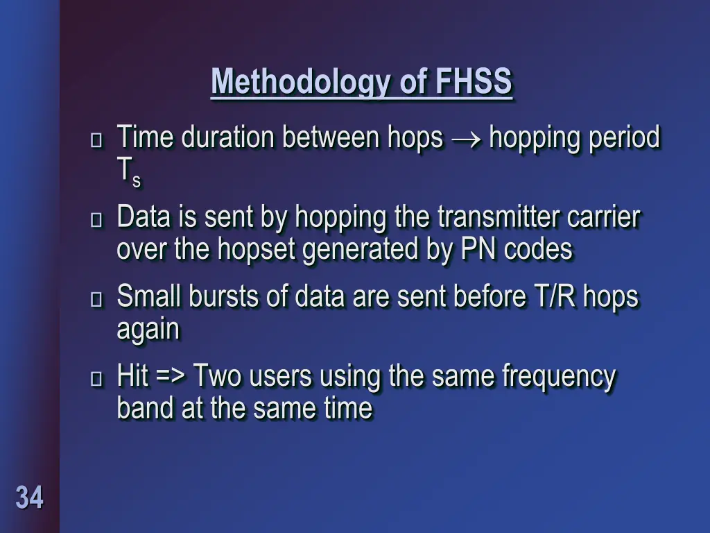 methodology of fhss time duration between hops
