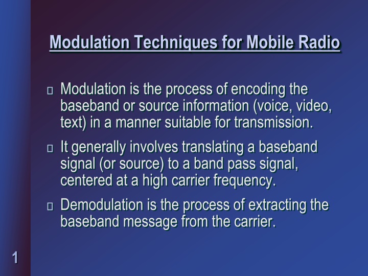 modulation techniques for mobile radio