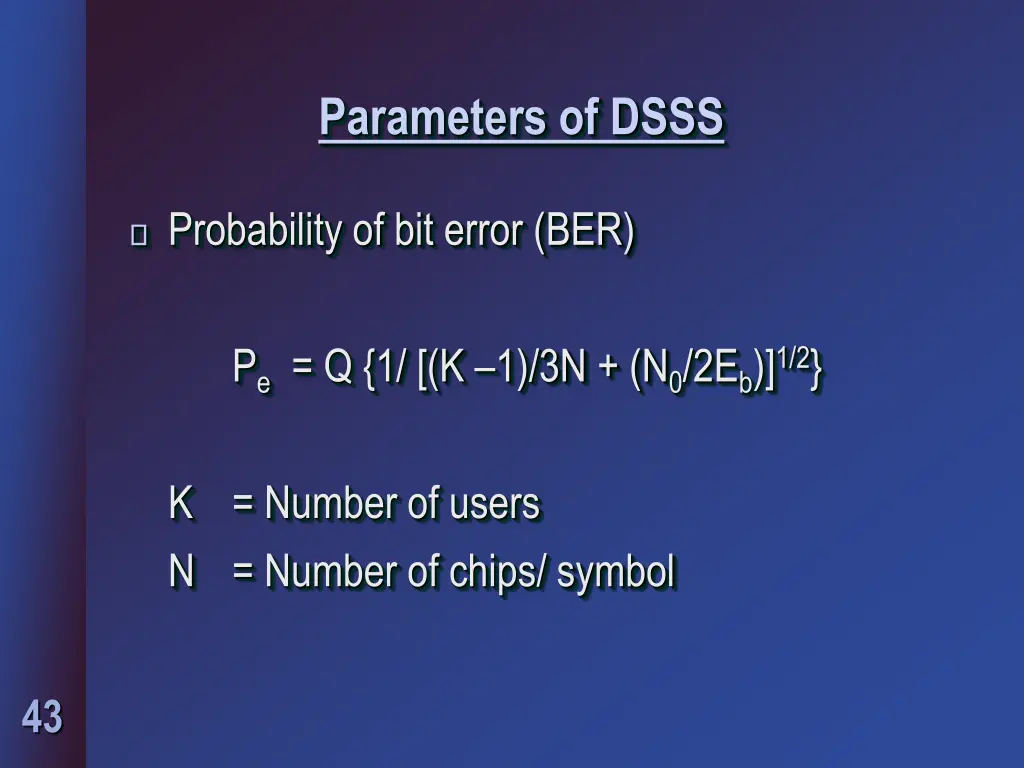 parameters of dsss