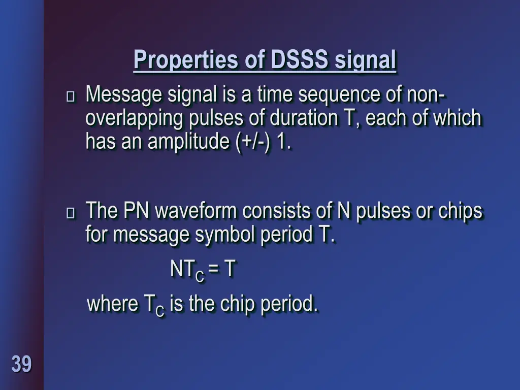 properties of dsss signal message signal