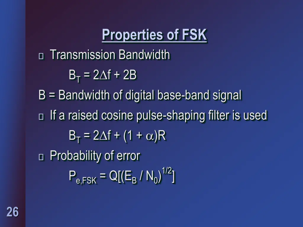 properties of fsk transmission bandwidth