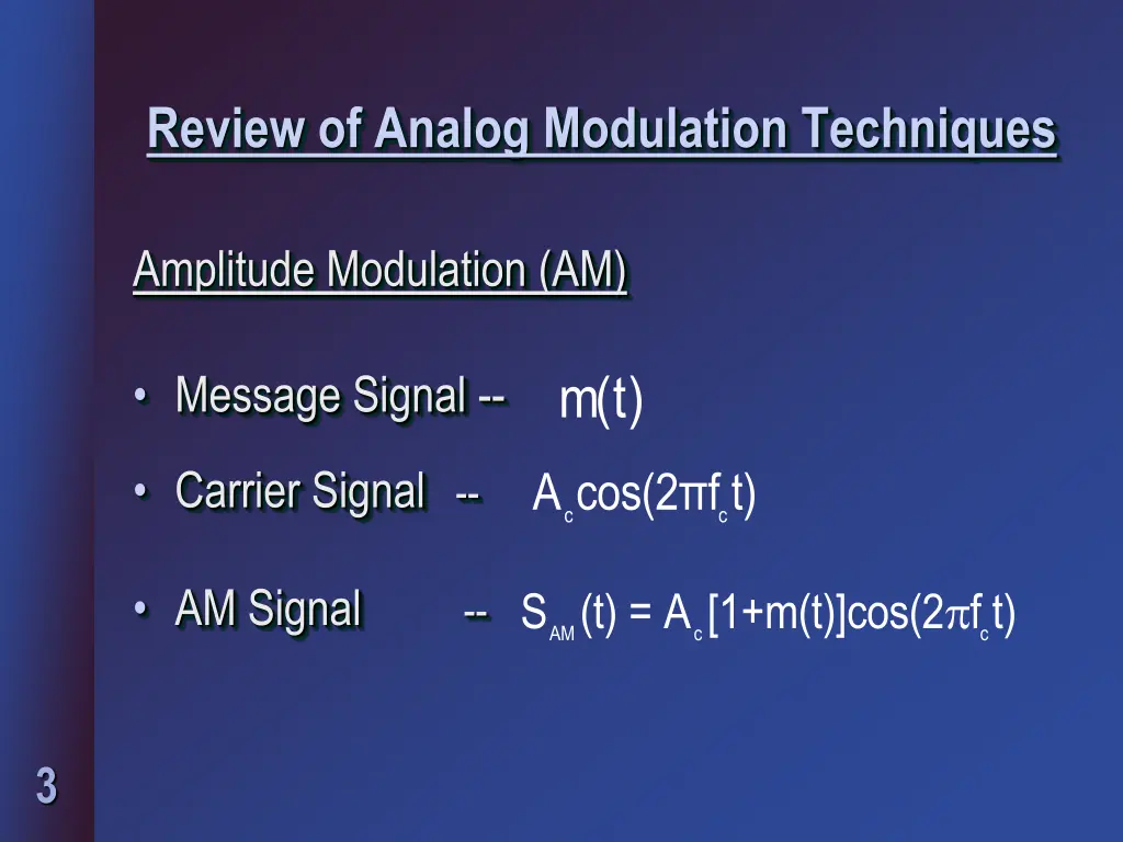 review of analog modulation techniques