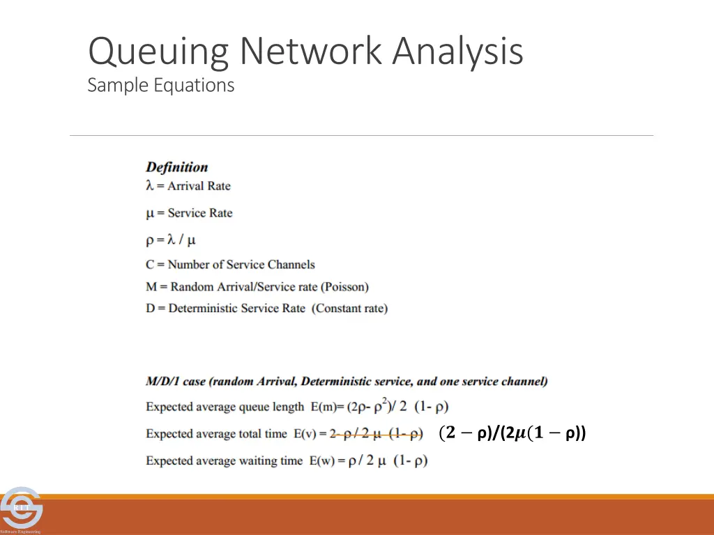 queuing network analysis sample equations