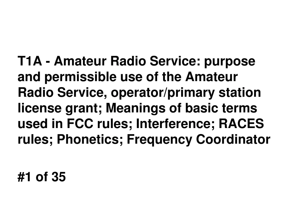 t1a amateur radio service purpose and permissible