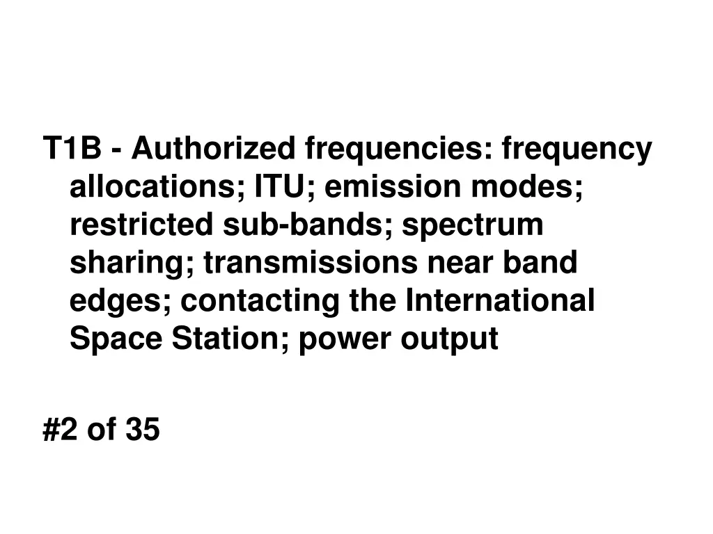 t1b authorized frequencies frequency allocations
