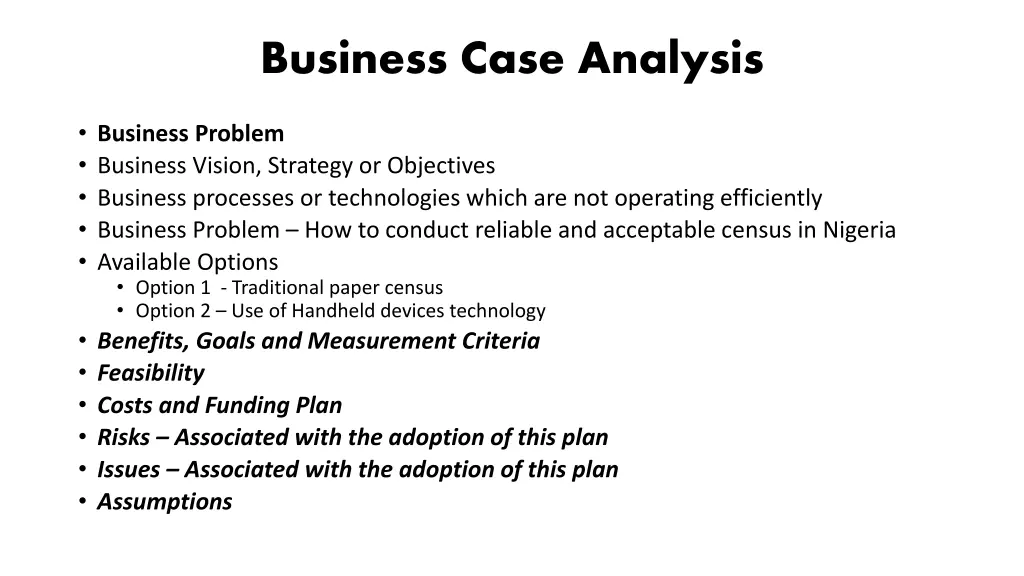 business case analysis
