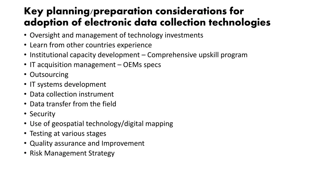 key planning preparation considerations