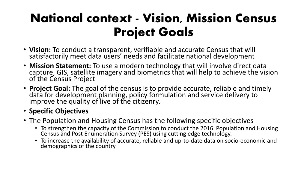national context vision mission census project