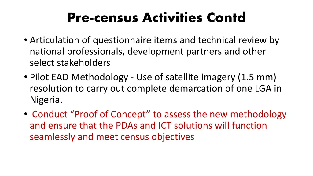 pre census activities contd