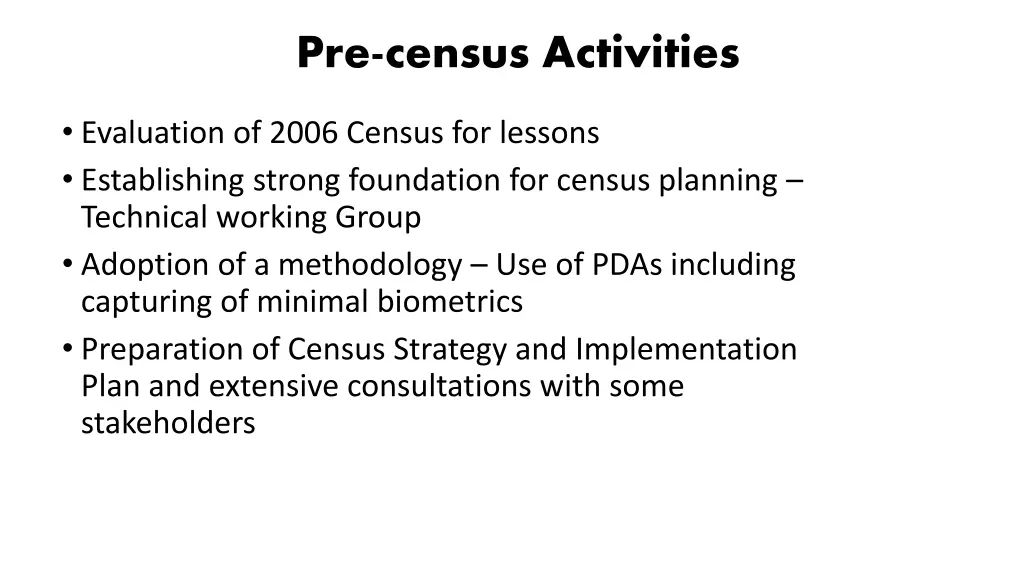 pre census activities