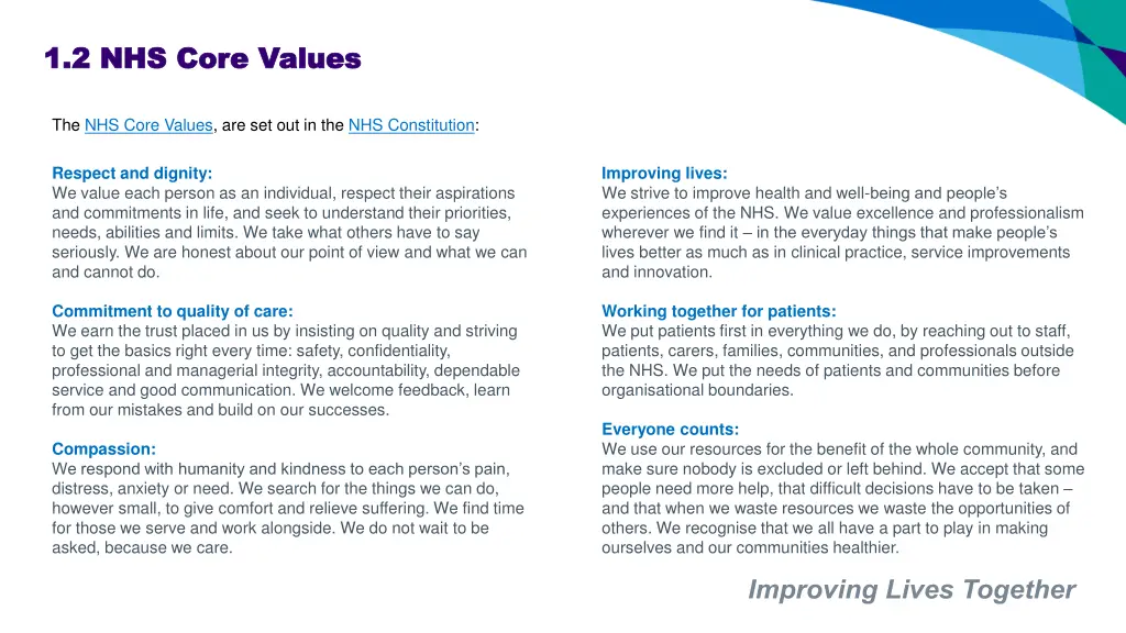 1 2 nhs core values 1 2 nhs core values