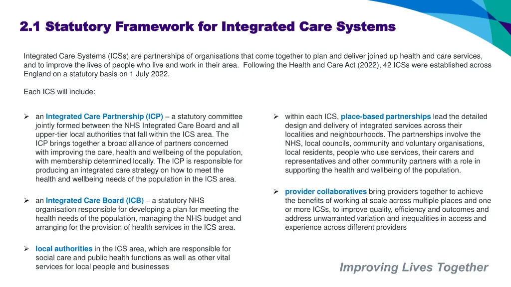2 1 statutory framework for integrated care