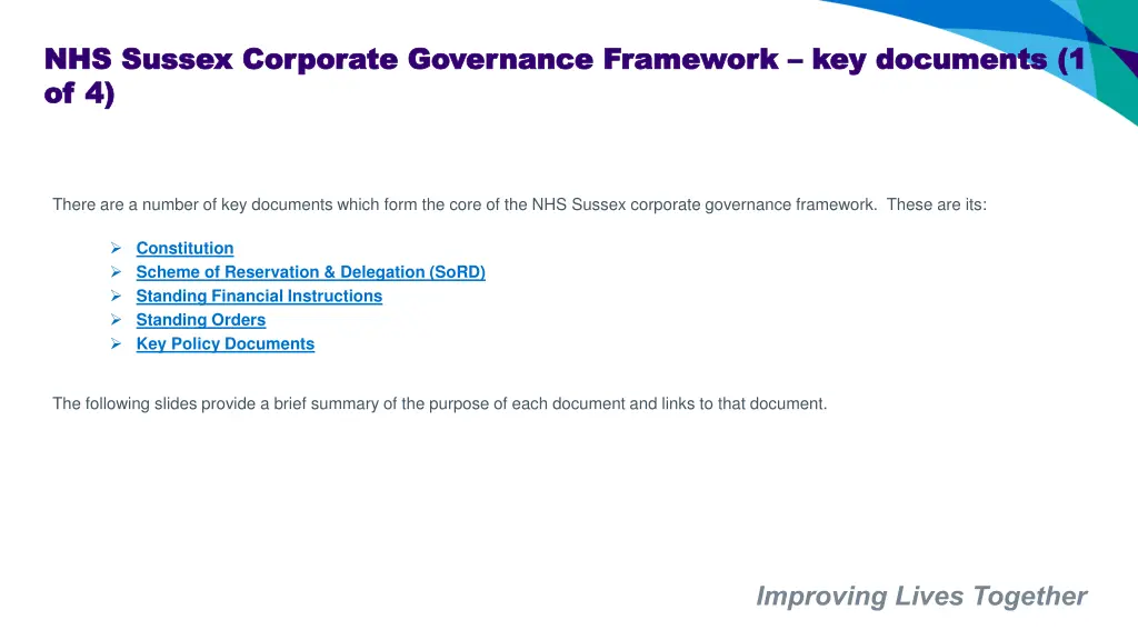 nhs sussex corporate governance framework