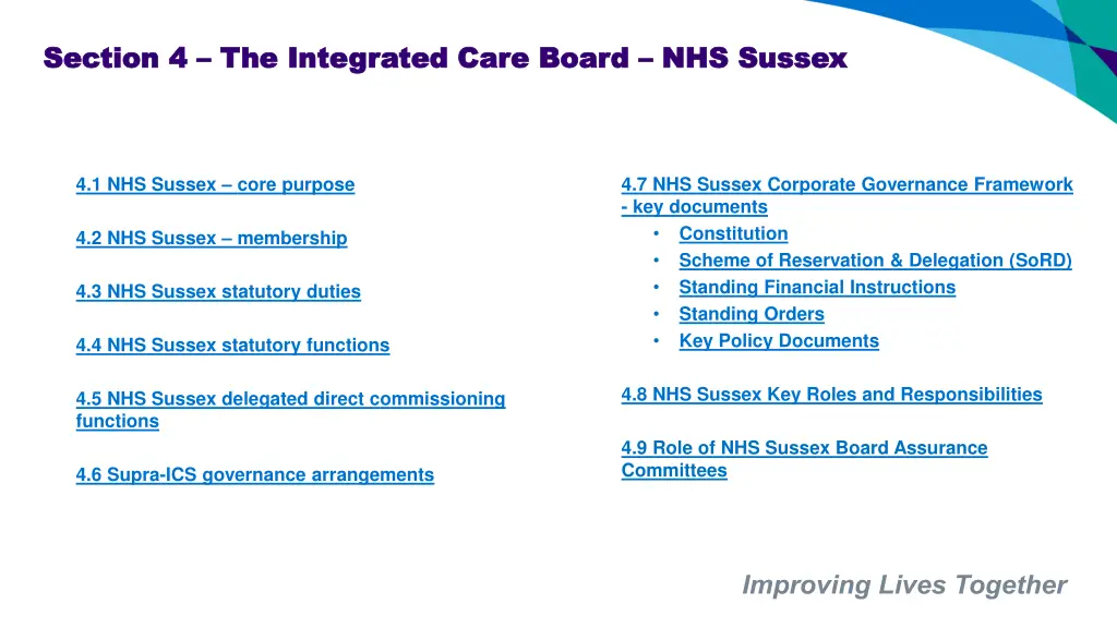 section 4 section 4 the integrated care board