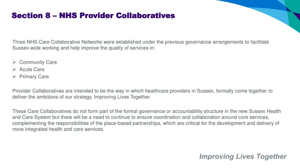 section 8 section 8 nhs provider collaboratives