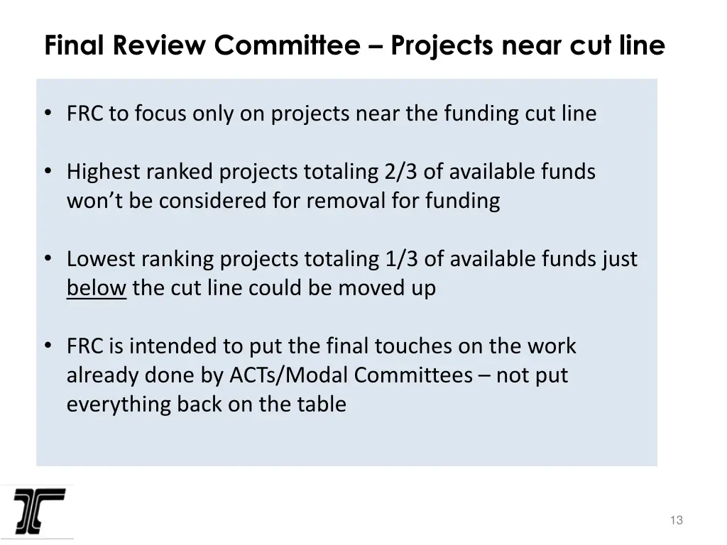 final review committee projects near cut line