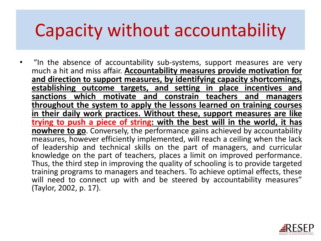 capacity without accountability