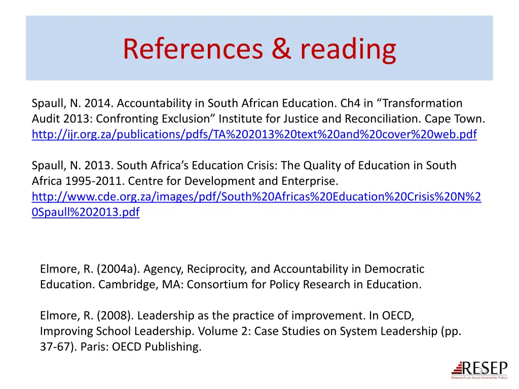 references reading