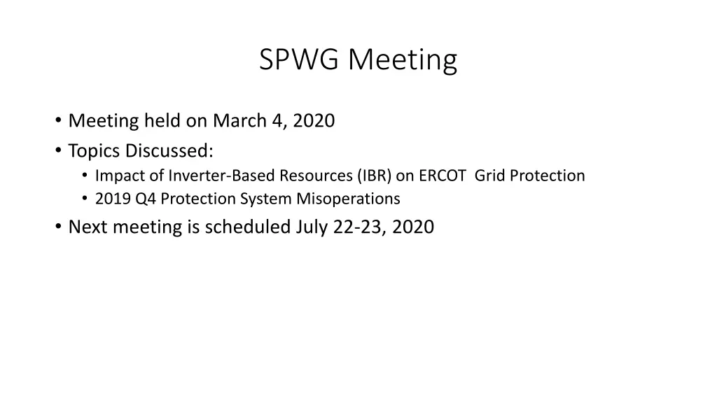 spwg meeting