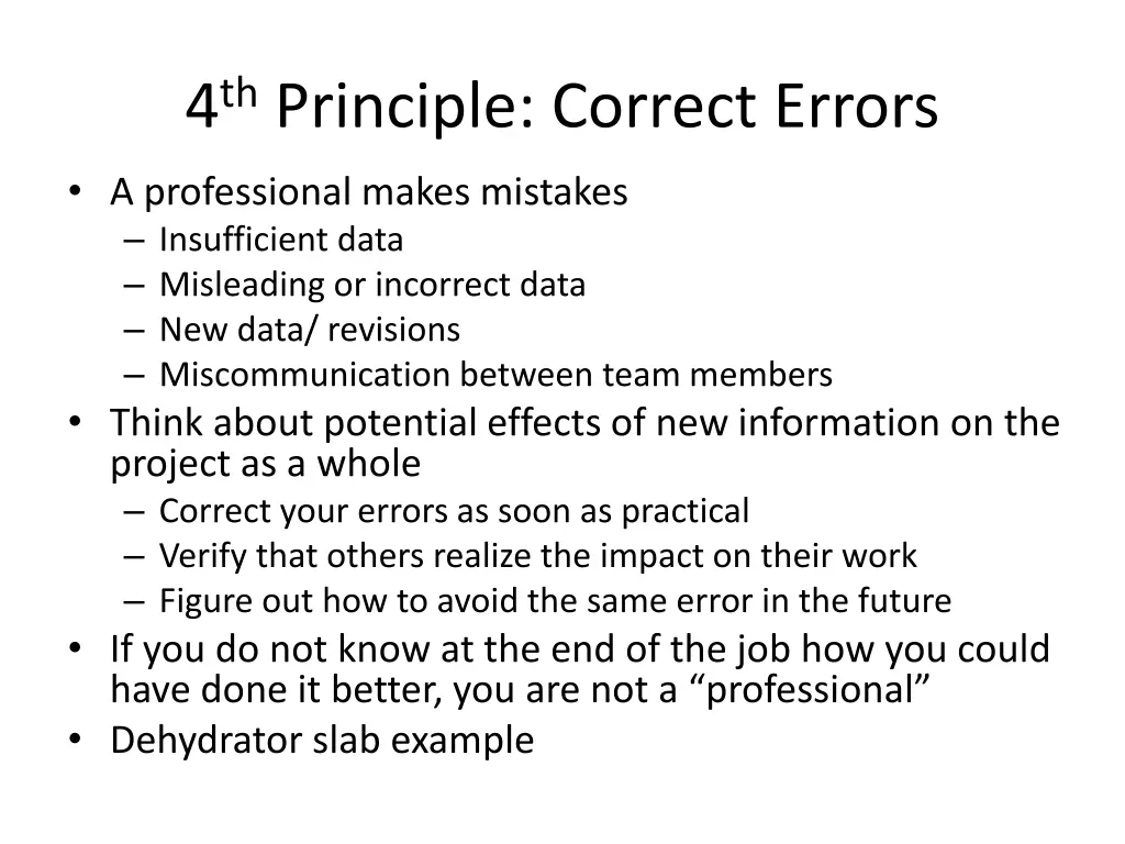 4 th principle correct errors