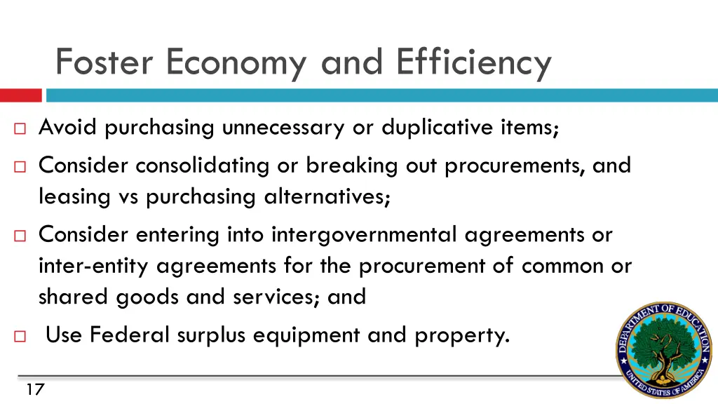 foster economy and efficiency
