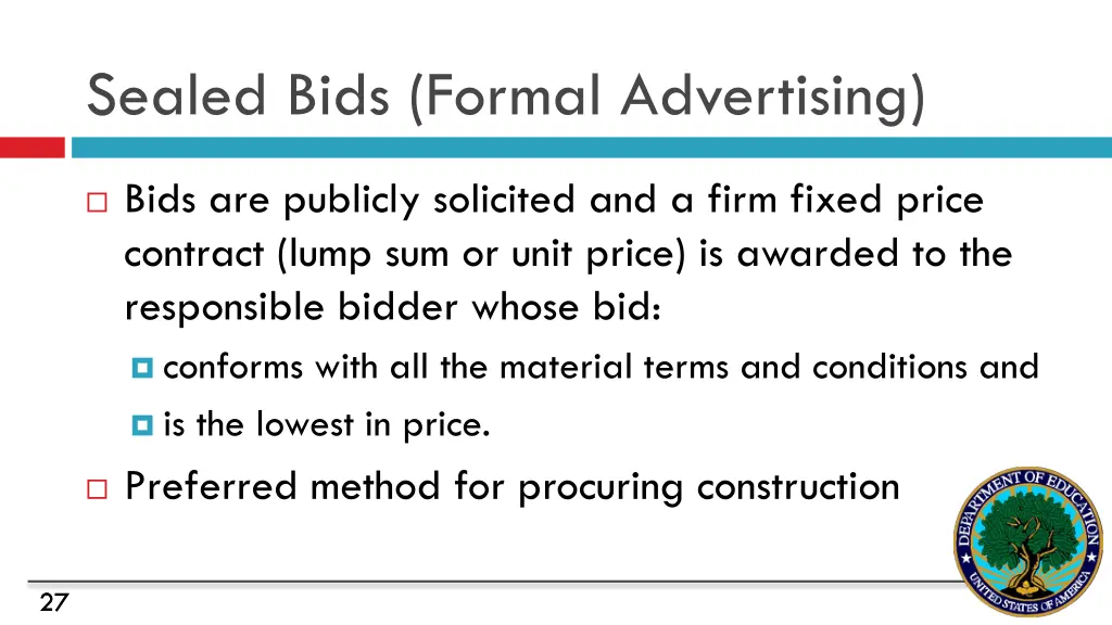 sealed bids formal advertising