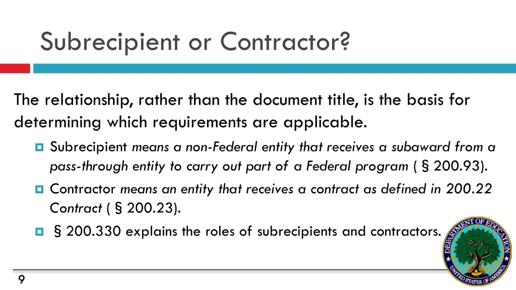 subrecipient or contractor