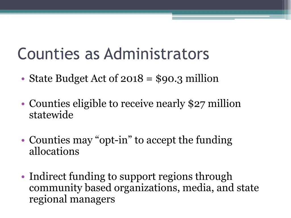 counties as administrators