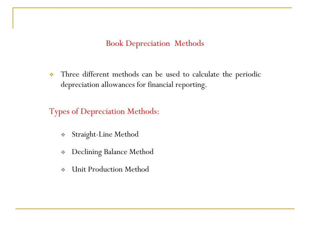 book depreciation methods