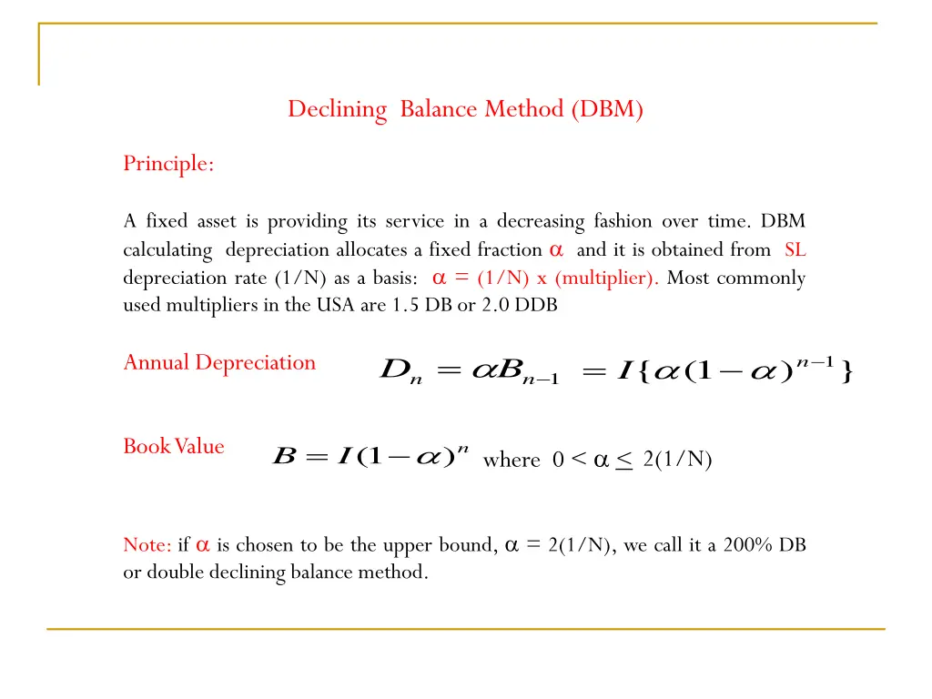 declining balance method dbm