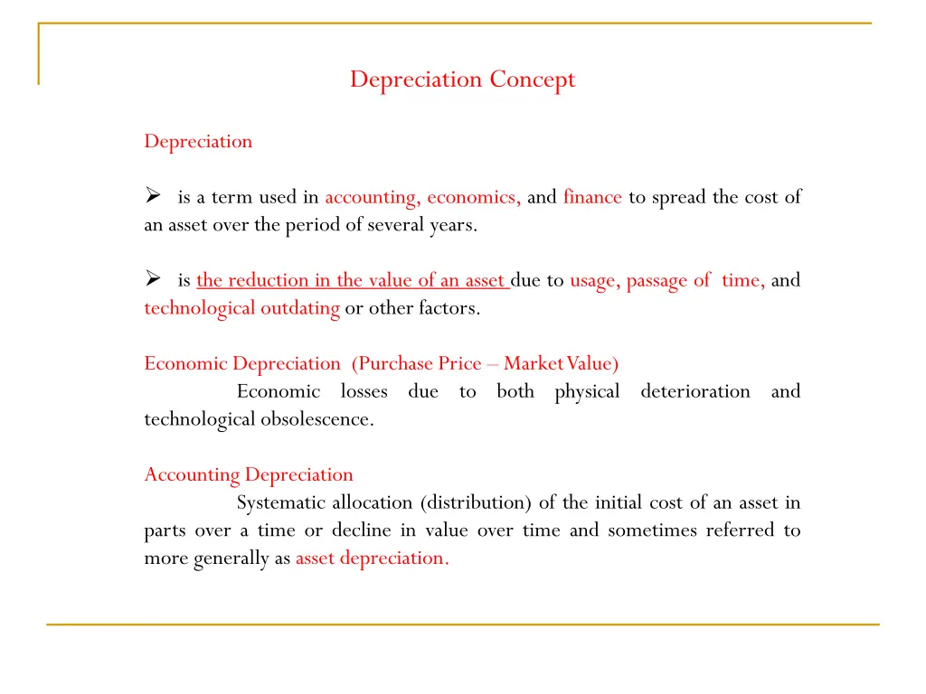 depreciation concept