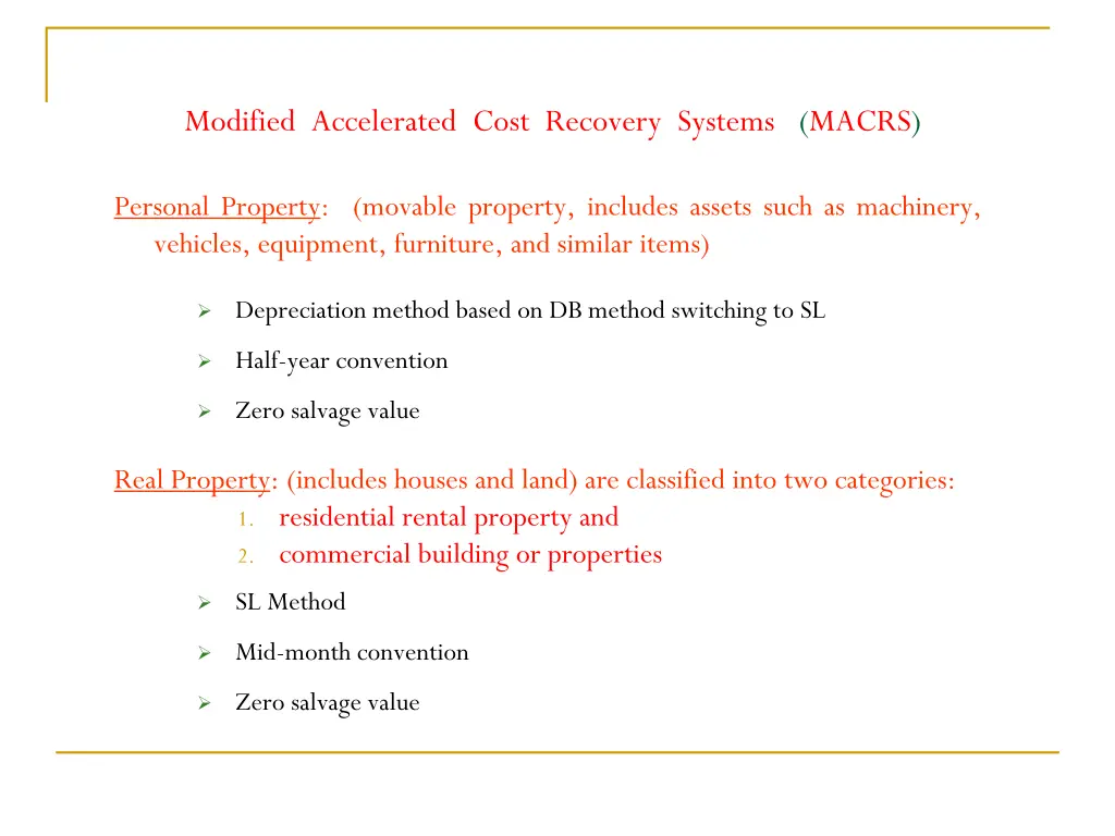 modified accelerated cost recovery systems macrs