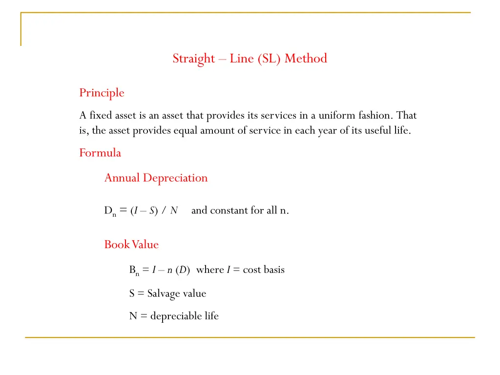 straight line sl method
