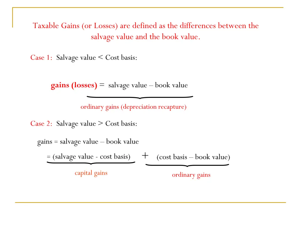 taxable gains or losses are defined