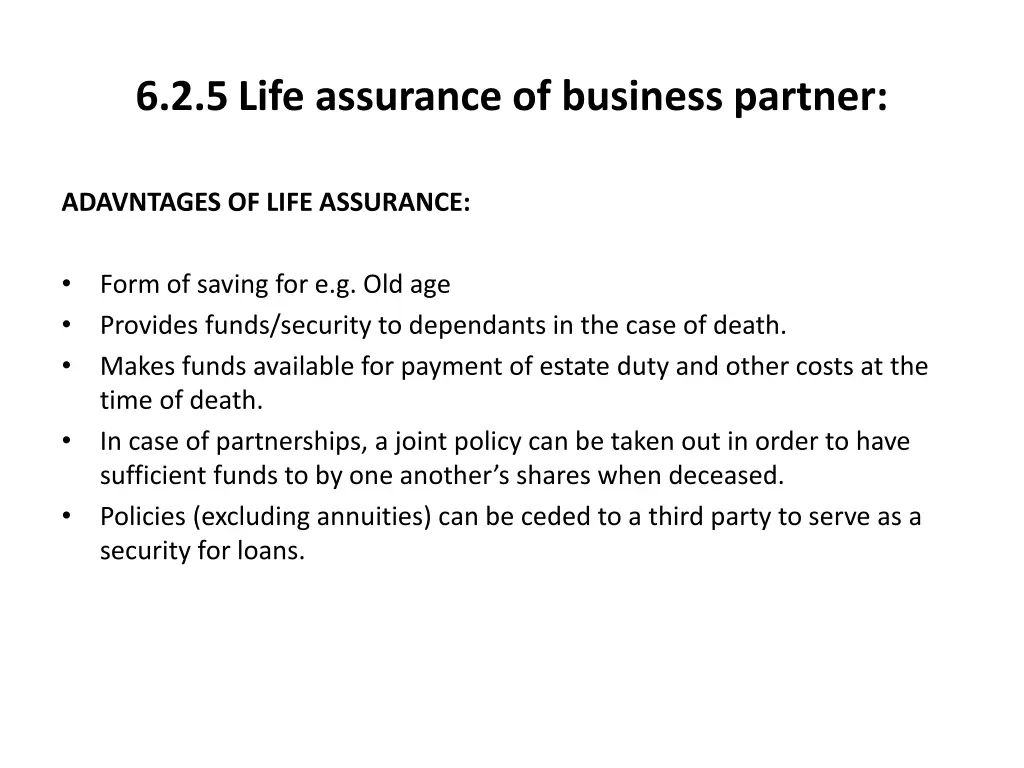 6 2 5life assurance of business partner 2