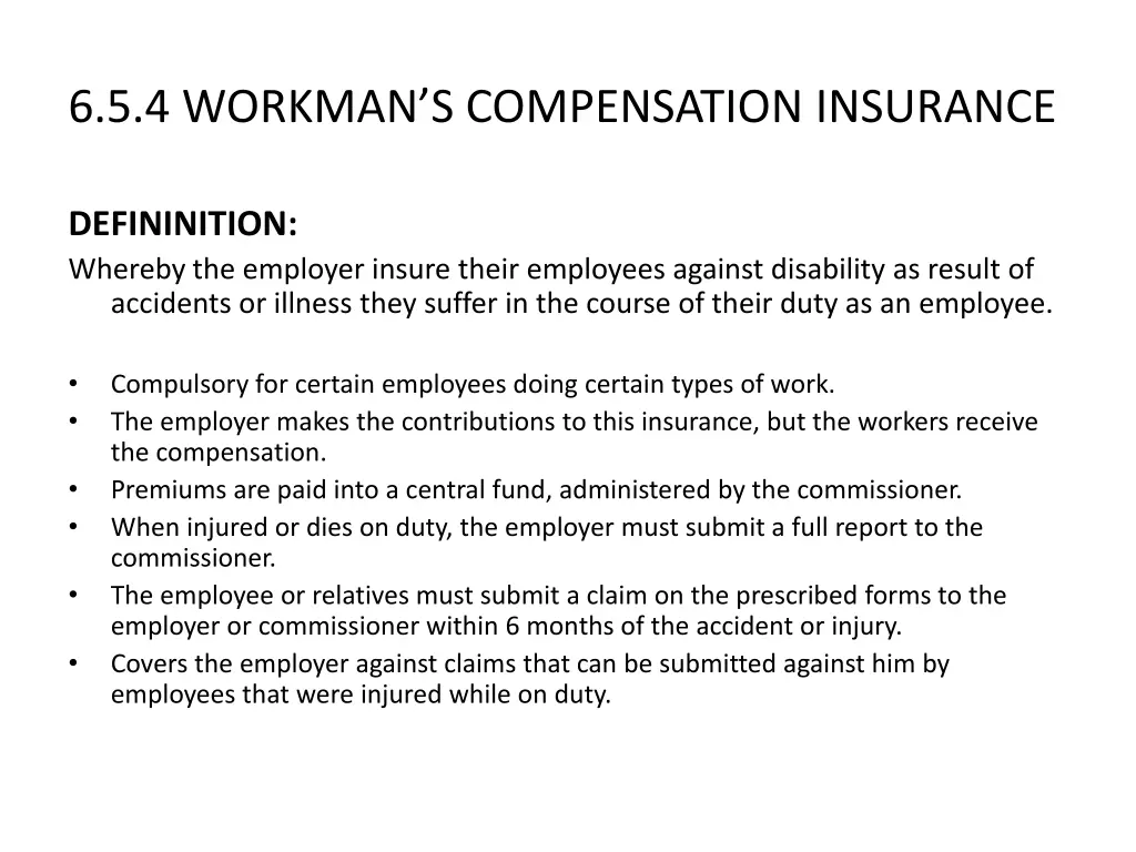 6 5 4 workman s compensation insurance